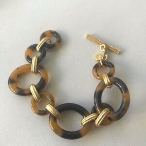 NWOT Julie Vos  Gold and Brown Link Bracelet